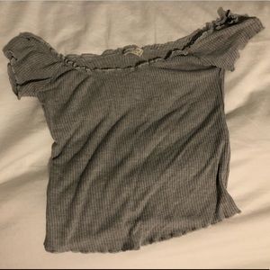 Brandy Melville off the shoulder gray top